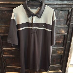 Travis Mathew Black and Gray Polo Shirt Classic Design